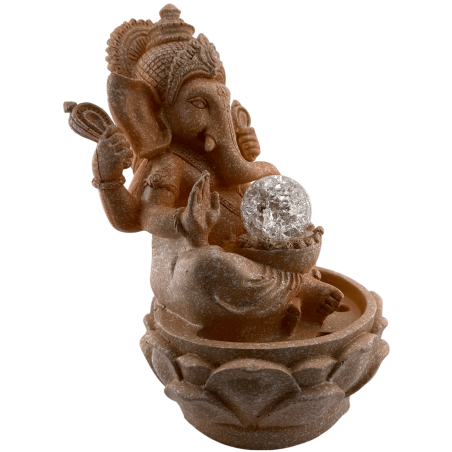 Ganesha Resin Water Fountain with Light 18x18x29
