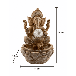 Fontanna wodna z żywicy Ganesha ze światłem 18x18x29