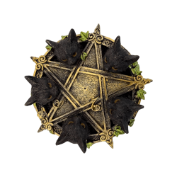 Pentagram Incense Holder with Black Cats 13x12.6x3.7cm