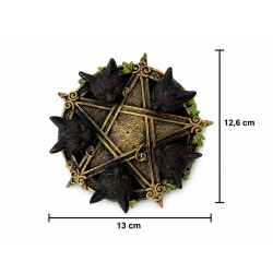 Pentagram Incense Holder with Black Cats 13x12.6x3.7cm