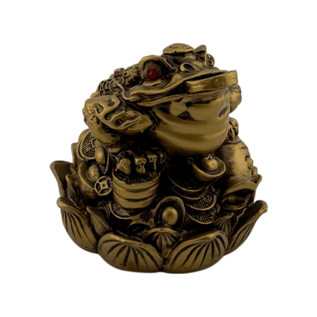 Crapaud de richesse Kaeru - Argent, prospérité et protection - 6,5 x 6,5 x 7 cm - Feng Shui