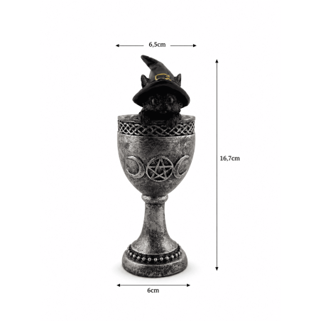 Copa Gat Negre Wicca Barret Morat Resina 6,5x6x15,7cm