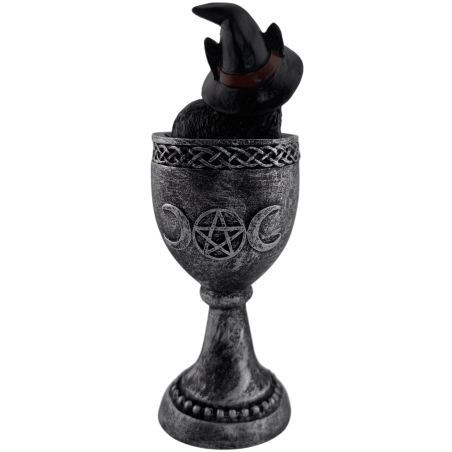 Cupă Wicca din rășină cu pisică neagră 6,5x6x15,7cm