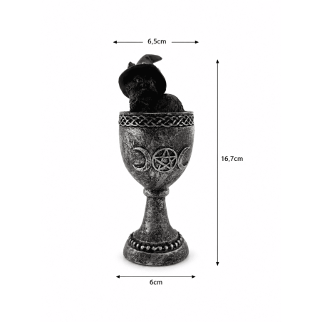 Tazza in resina con gatto nero in stile Wicca, 6,5x6x15,7 cm