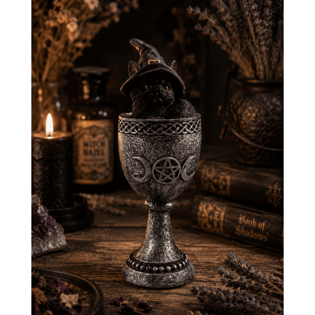 Czarny Kot Kubek z Żywicy Wicca 6,5x6x15,7 cm