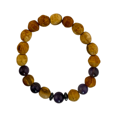 Palo Santo and Amethyst Bracelet - Protection, Calm, Cleansing and Upliftment