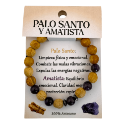 Pulsera Palo Santo y Amatista - Protección, Calma, Limpieza y Elevación