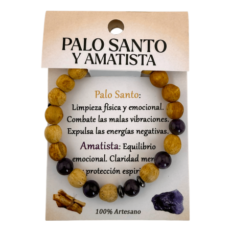 Pulsera Palo Santo y Amatista - Protección, Calma, Limpieza y Elevación