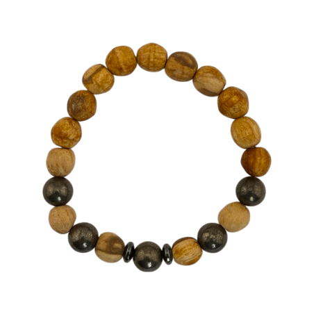 Bracelet de Palo Santo et de Pyrite - Protection, Prospérité, Abondance, Force...