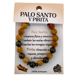 Brățară Palo Santo și Pirită - Protecție, Prosperitate, Abundență, Putere...