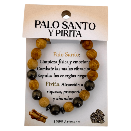 Bracelet de Palo Santo et de Pyrite - Protection, Prospérité, Abondance, Force...