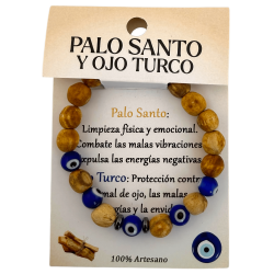 Bracelet Palo Santo et œil turc - Purification, protection contre le mauvais œil et les énergies négatives