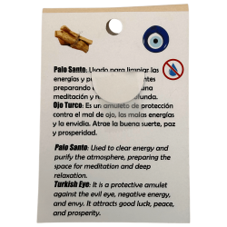 Pulsera Palo Santo y Ojo Turco 8mm - Limpieza, Protección contra el mal de ojo y energías negativas
