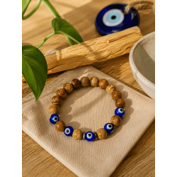 Bracelet Palo Santo et œil turc - Purification, protection contre le mauvais œil et les énergies négatives