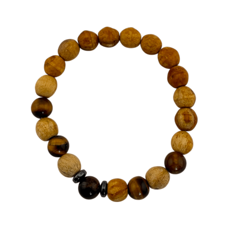 Palo Santo och Tigerögaarmband 8mm - Rengöring, Skydd, Mot Onda Ögat, Självförtroende, Trygghet...