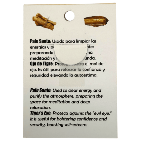 Pulseira de Palo Santo e Olho de Tigre 8mm - Limpeza, Proteção, Contra o Mau-Olhado, Confiança, Segurança...