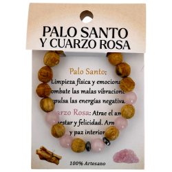Palo Santo and Rose Quartz Bracelet 8mm - Cleansing, Love, Harmony, Happiness and Inner Peace