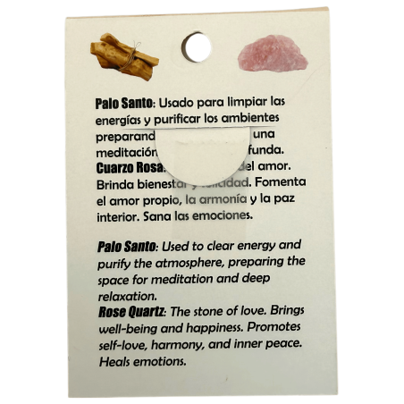 Brățară Palo Santo și Cuarț Roz 8mm - Curățare, Iubire, Armonie, Fericire și Pace Interioară