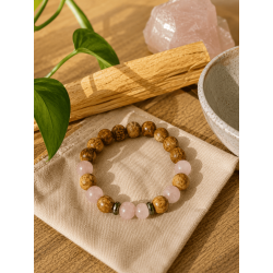 Palo Santo and Rose Quartz Bracelet 8mm - Cleansing, Love, Harmony, Happiness and Inner Peace