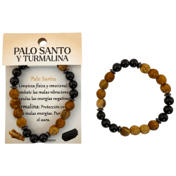Pulseira de Palo Santo e Turmalina 8mm...