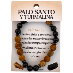 Bracciale in Palo Santo e Tormalina da 8 mm (Tripla Tormalina) - Purificazione e protezione contro le energie negative