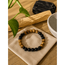 Brățară Palo Santo și Turmalină 8mm (Triplă Turmalină) - Curățare și Protecție împotriva energiilor negative