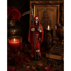 Red Santa Muerte Resin Figure 15cm.
