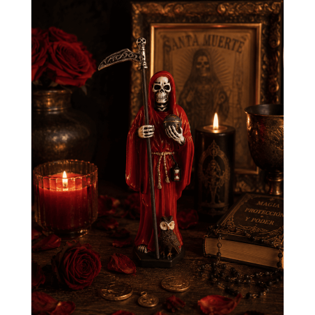 Figurină din rășină Santa Muerte Roșie 15cm.