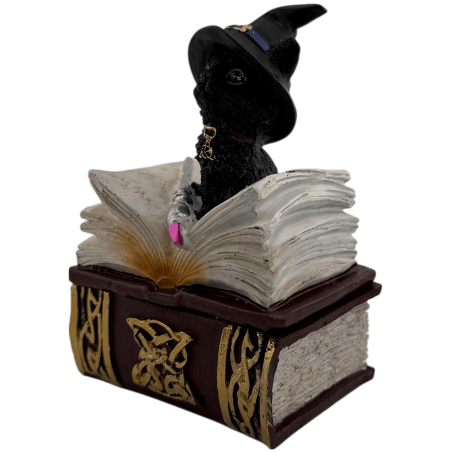 Wicca kattenheks beeldje van hars in doos - 7x5,5x11cm