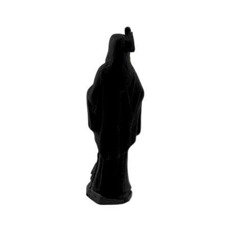 Zwarte Santa Muerte harsfiguur 5 cm in blik