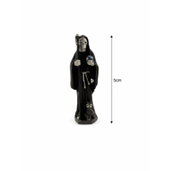 Svart Santa Muerte-hartsfigur 5 cm i plåt