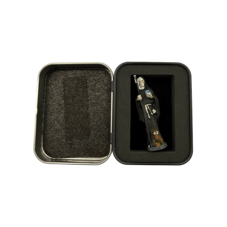 Svart Santa Muerte-hartsfigur 5 cm i plåt