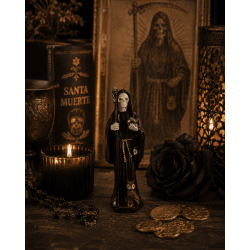 Svart Santa Muerte-hartsfigur 5 cm i plåt