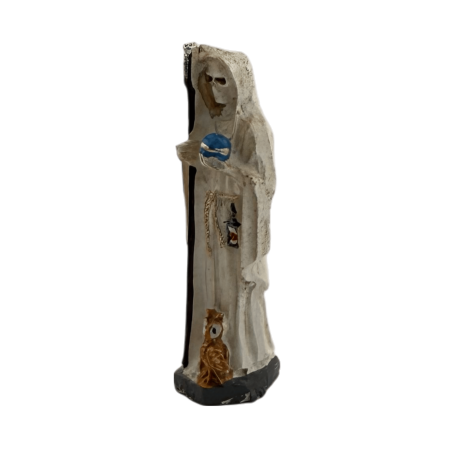 Vit Santa Muerte-figur i harts, 5 cm i plåt