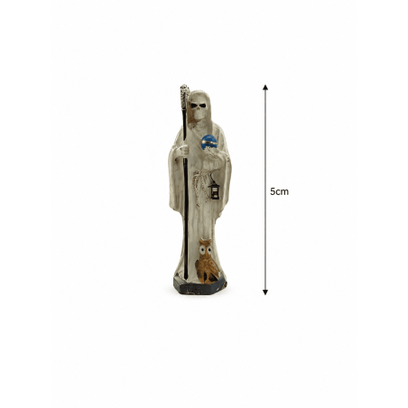 Figurină din rășină Santa Muerte albă de 5 cm în tablă