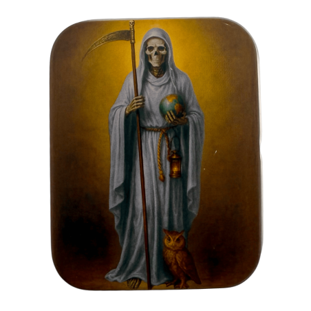 Weiße Santa Muerte-Figur aus Kunstharz, 5 cm, in Zinn