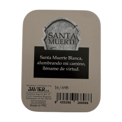 Weiße Santa Muerte-Figur aus Kunstharz, 5 cm, in Zinn