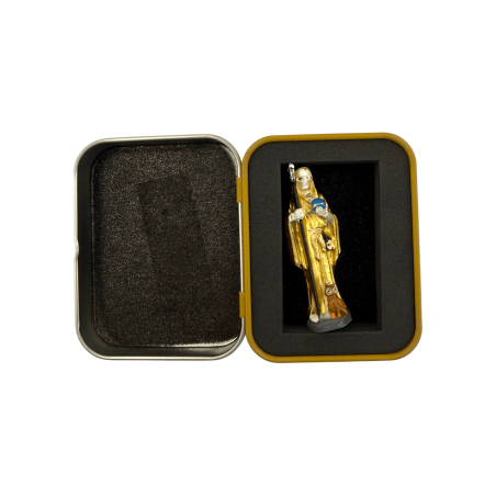Goldene Weihnachtsmann-Muerte-Harzfigur, 5 cm, in Dose