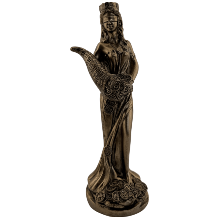 Harzfigur Göttin des Glücks, 15 cm runder Sockel