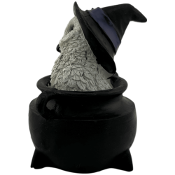 Figurină din rășină Bufniță Wicca Cauldron Triple Moon Pălărie neagră 7.7x6.2x10cm
