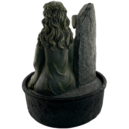Fonte de água Gaia Mãe Terra em resina com luz, 20x20x25cm