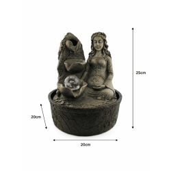Fontaine à eau Gaia Terre Mère en résine avec lumière 20x20x25cm