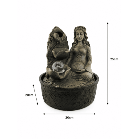 Fontana d'acqua in resina Gaia Mother Earth con luce, 20x20x25 cm