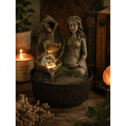 Fonte de água Gaia Mãe Terra em resina com luz, 20x20x25cm