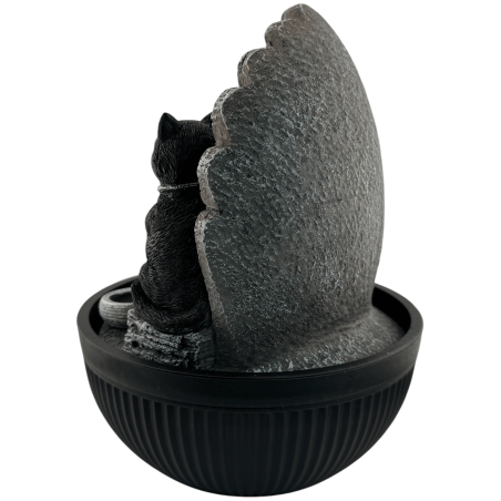 猫用樹脂製噴水、ウィッカ、五芒星とライト付き、21x21x25cm