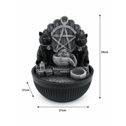 Żywiczna fontanna wodna dla kotów, Wicca, z pentagramem i światłem, 21x21x25 cm