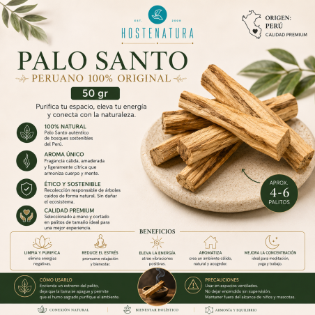 50gr. de Pal Sant Peruà Autèntic Bursera Graveolens (4-6 palets) - Natural, Ètic i Sostenible