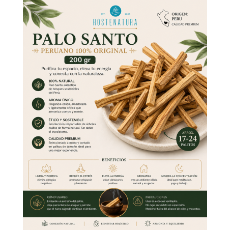 200gr. de Palo Santo Peruano Auténtico Bursera Graveolens (17 a 24 palitos) - Natural, Ético y Sostenible