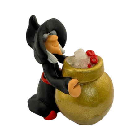 Mała Czarownica Przeciw Zazdrości z Kotłem 6x5cm - Ezoteryczny Amulet