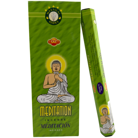 SAC Meditation Incense - Box of 6 hexagonal packs of 20 sticks each, 120 incense sticks